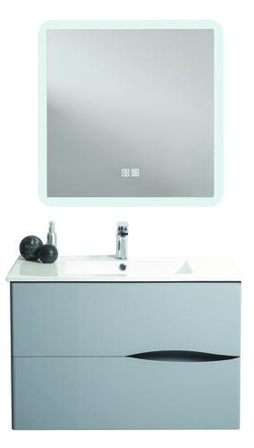 Meuble VELOURS à suspendre 70cm gris avec MIROIR LED ATHENES